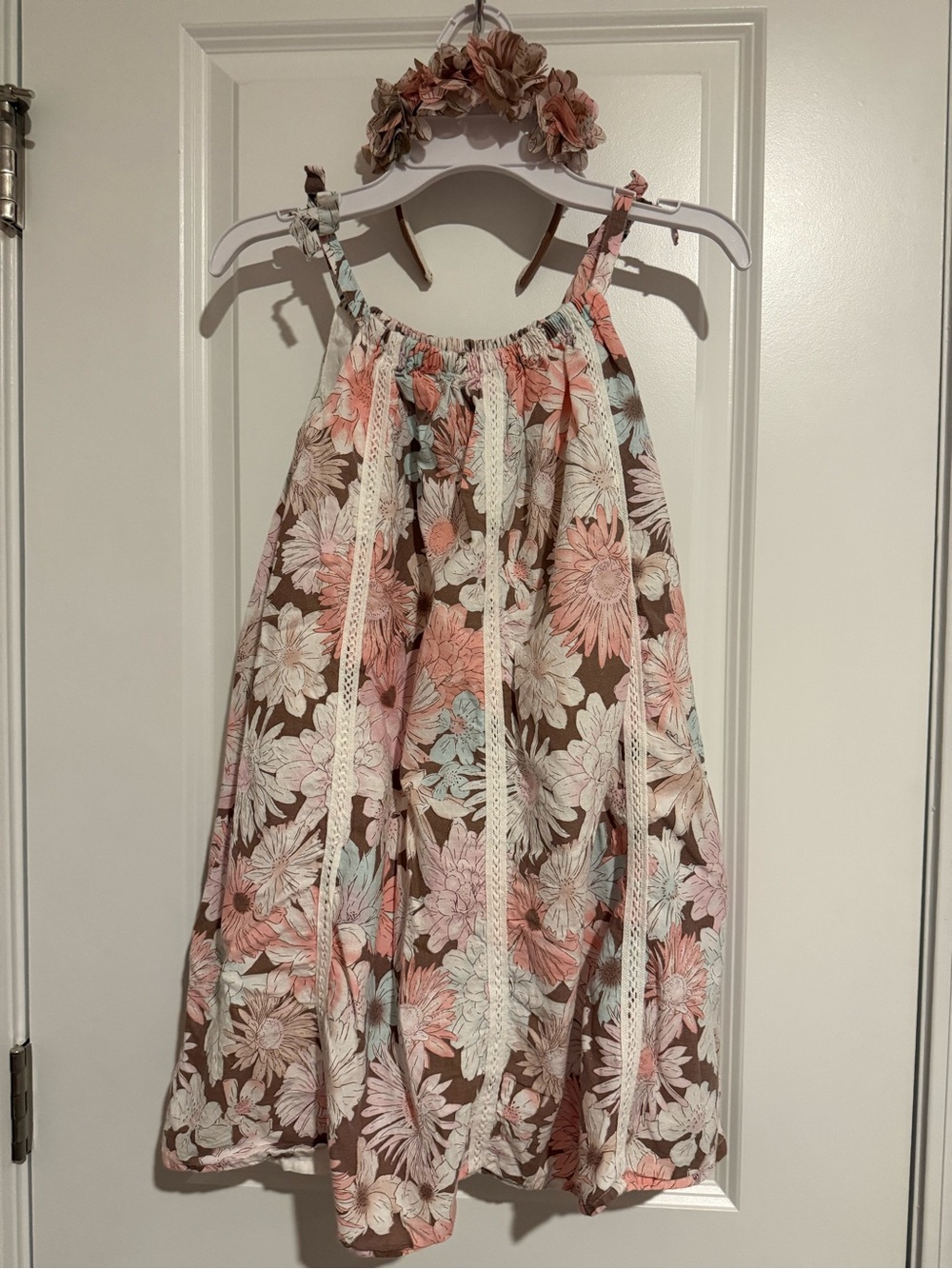 Floral Boho Summer Dress in Brown and Pastel